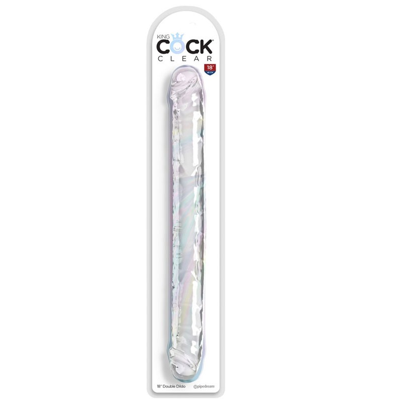 Double Dildo Clear in seiner Verpackung