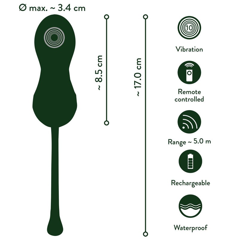 Luxuriöse Vibro-Liebeskugeln Abmessungen grafisch dargestellt