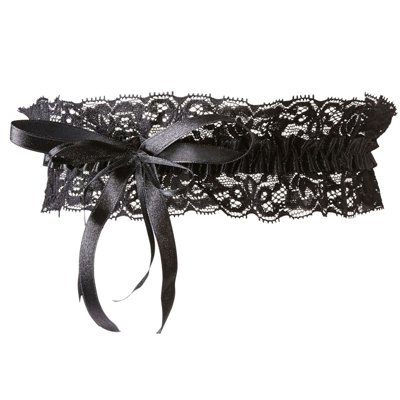 Schwarzes Strumpfband im Detail